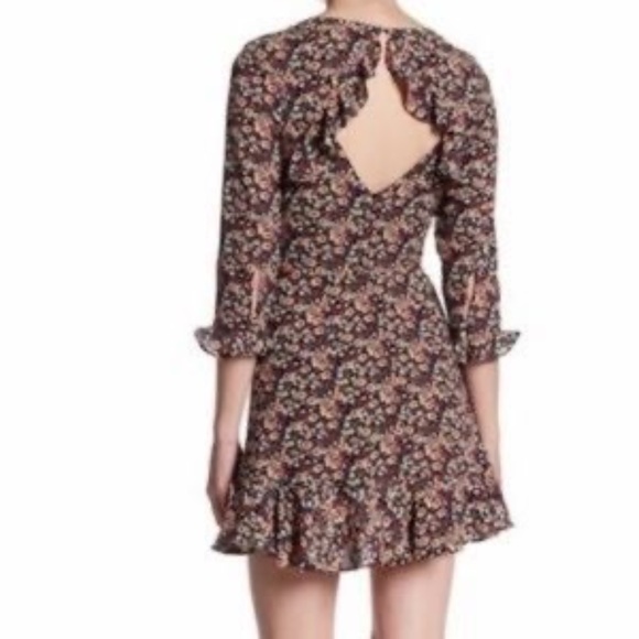 Topshop Open Back Floral Ruffle Mini Dress Sz 4 - Picture 3 of 9